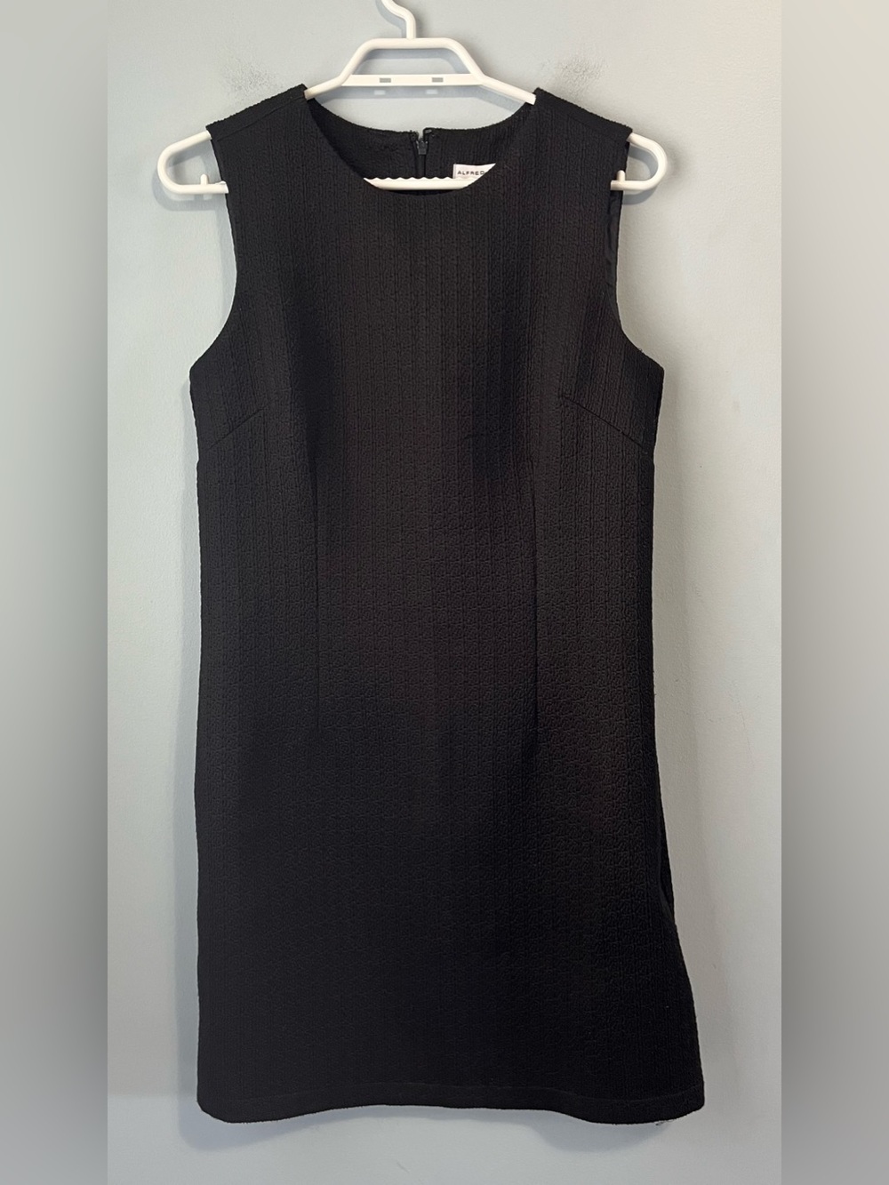 ALFRED SUNG Black Jacquard Sleeveless Textured Shift Mini Dress Size 4